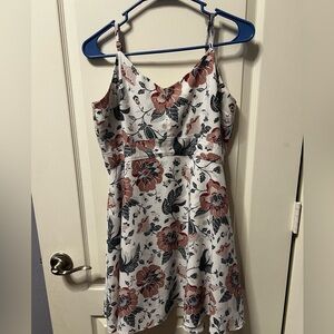 The Loft - Floral Spaghetti Strap Dress - White, Blue and Pink